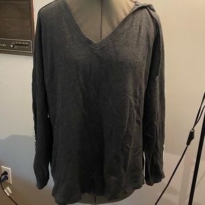 Victorias Secret Angel Graphic Vneck Sweatshirt Top Hoodie Gray